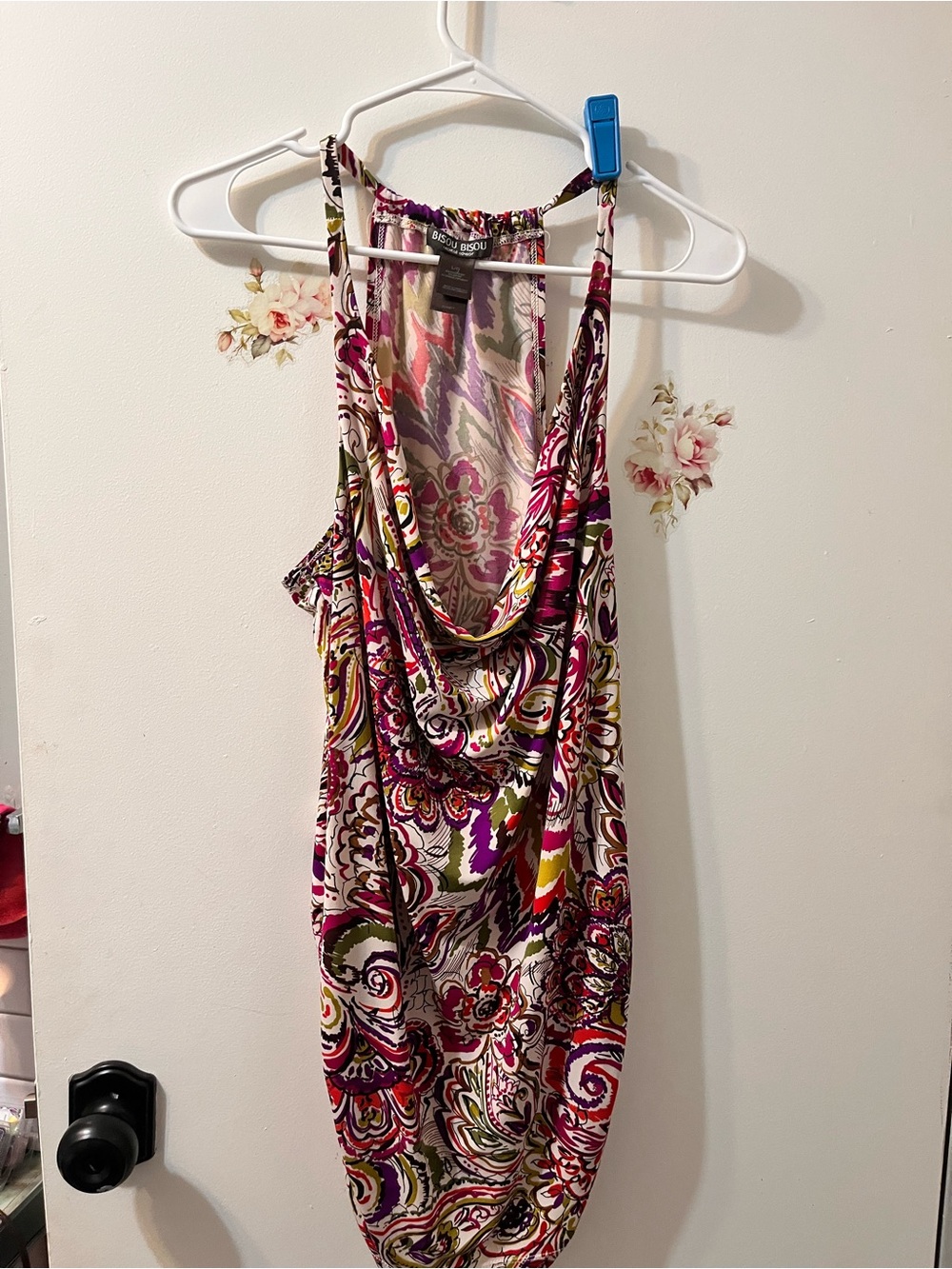BeBop Pink Purple Paisley Cowl-Neck Tank Dress